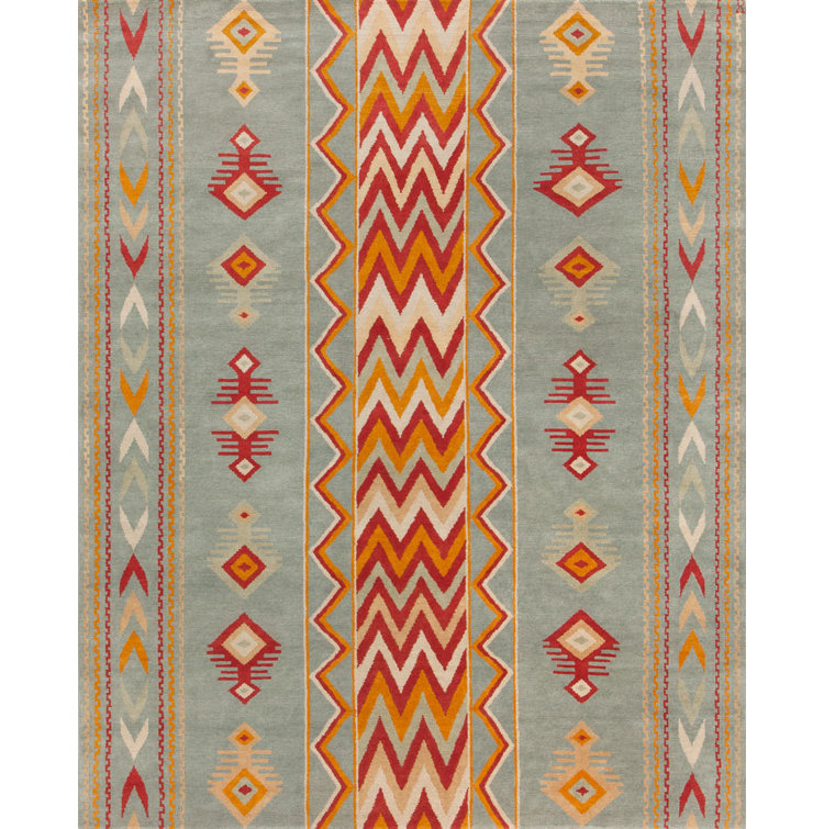 New Moon Rugs Mesa HandKnotted Wool Southwestern Area Rug in Blue